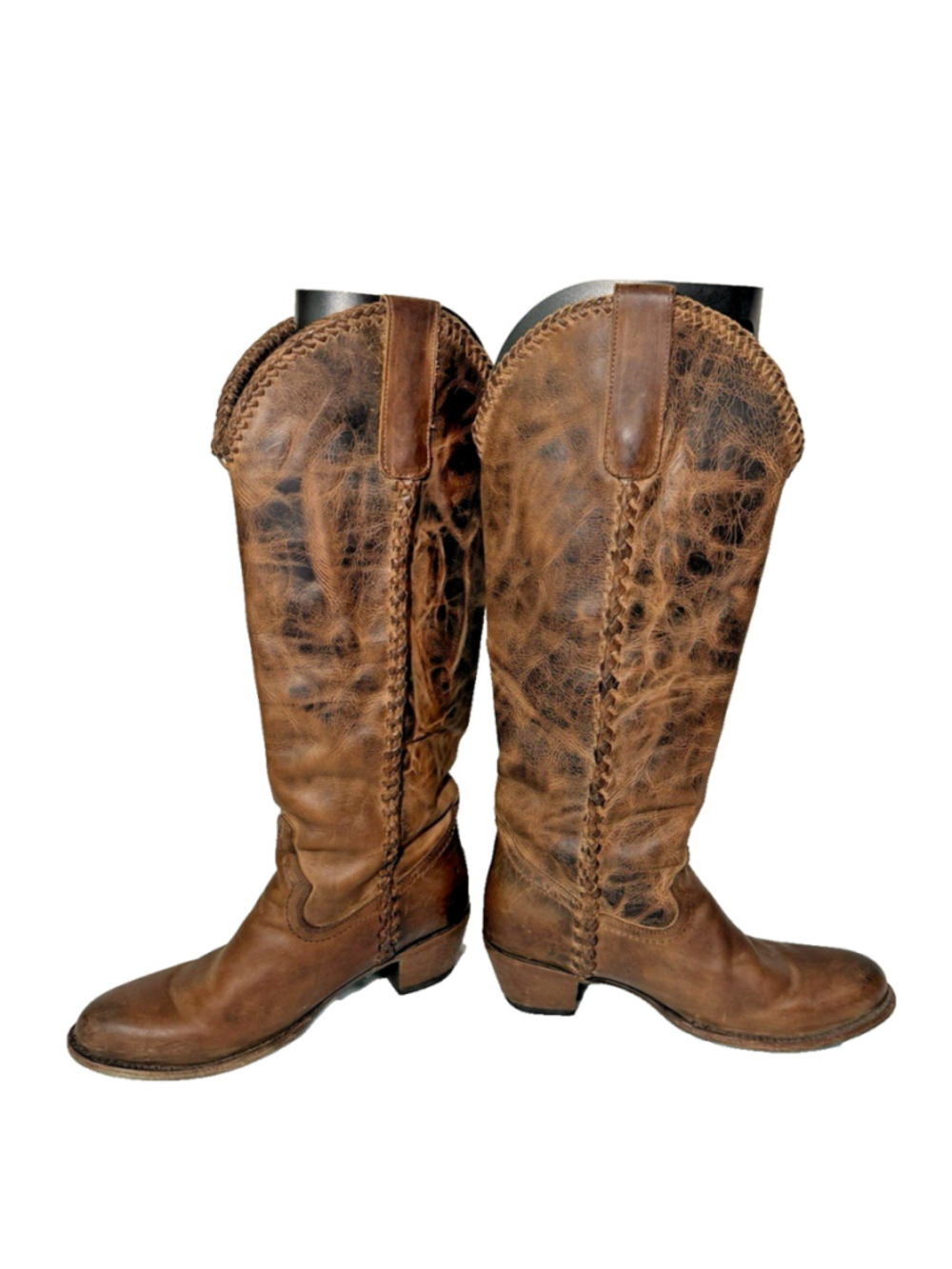 Lane size 8 M Brown Leather Plain Jane Tall Western Boots Round Toe
